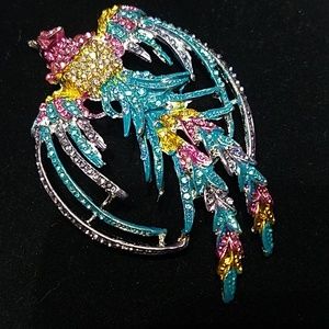 Tropical Bird Crystal Brooch